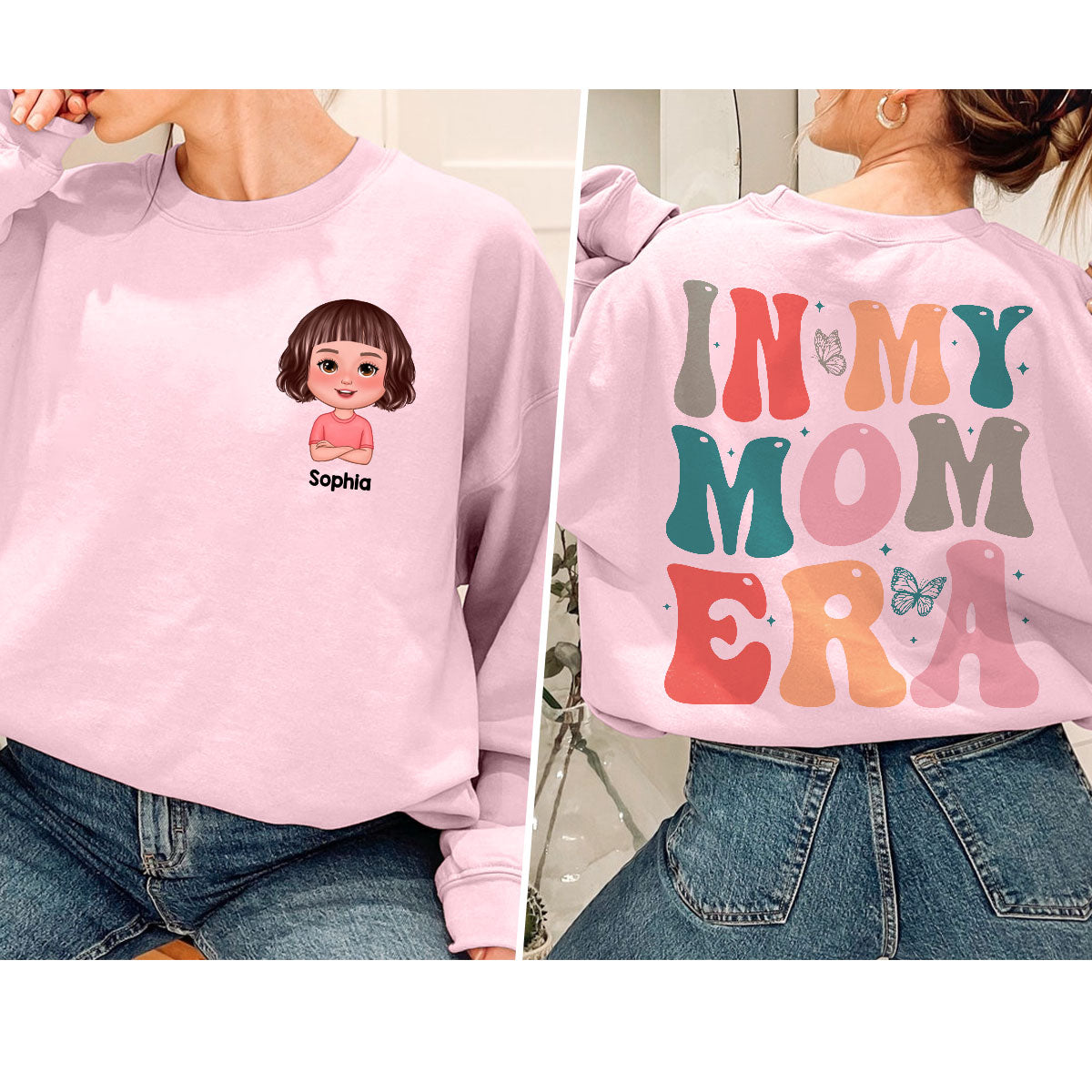 In My Mom Era Cute Kids Gift For Her Personalized Double Sided Sweatshirt