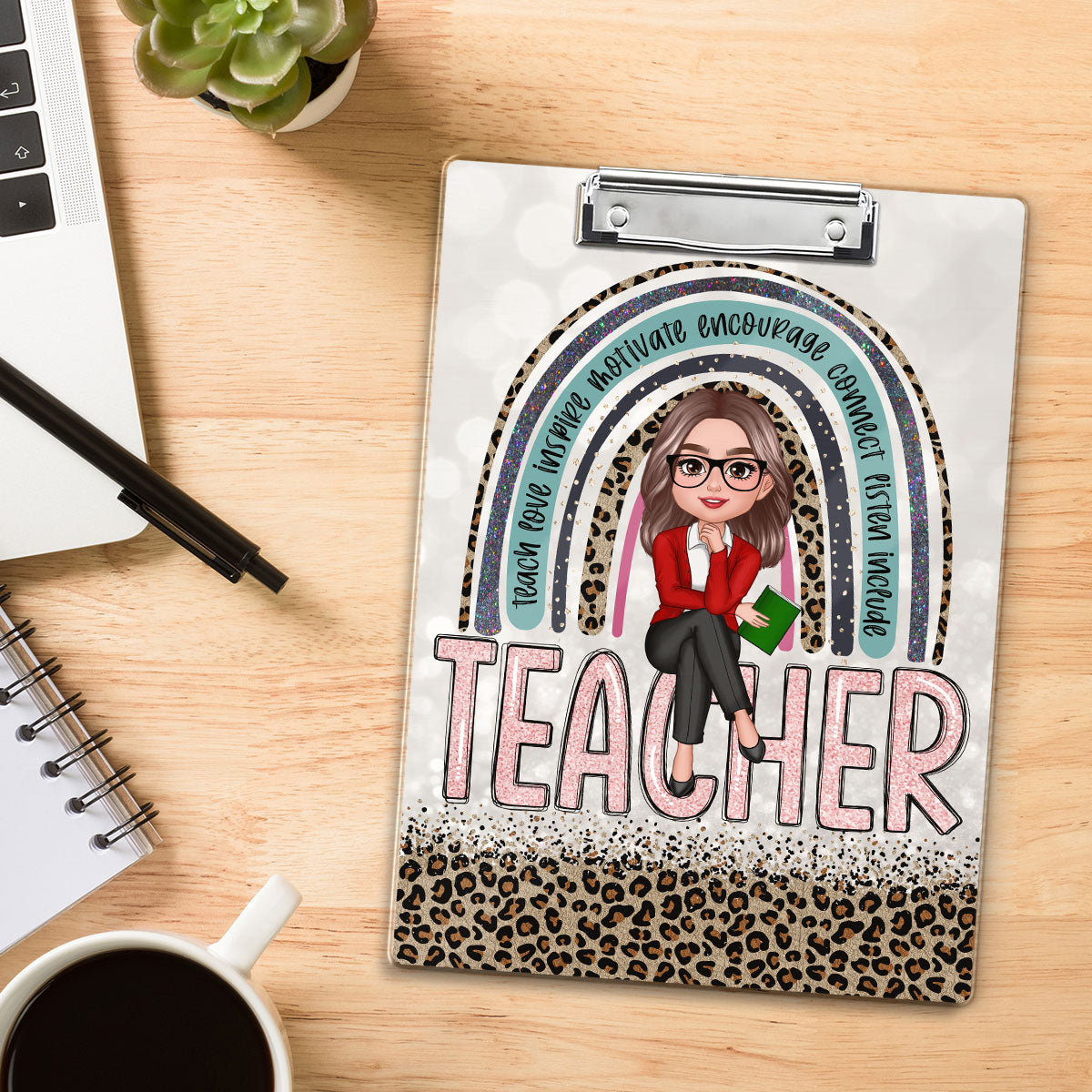 Teacher Leopard Personalized Clipboard, Gift For Teacher, Teacher Appreciation Gift, Back To School Gift