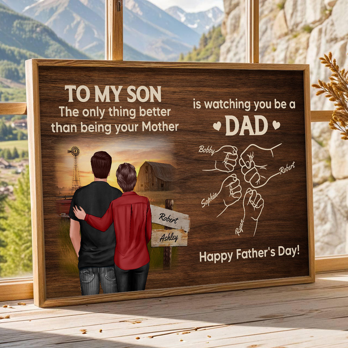 From Mom Dad To Son Watching You Be A Dad Farmhouse Fist Bump Personalized Poster, Gift For Son