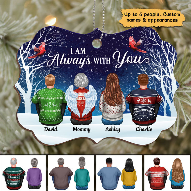 Always With You Family Memorial Snow Personalized Wooden Ornament