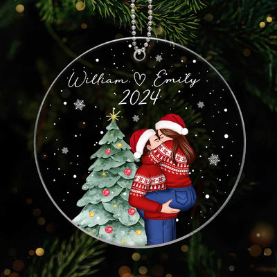 Couple Under Christmas Tree Personalized Acrylic Ornament, Christmas Gift For Him, Gift For Her