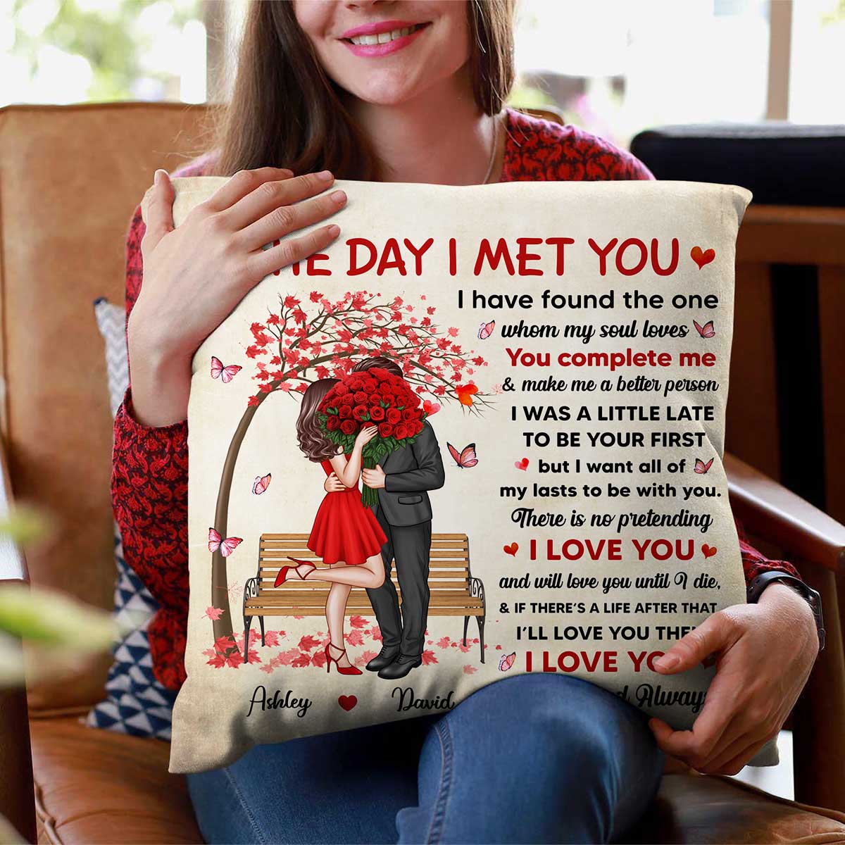 Elegant Couple The Day I Met You Personalized Pillow