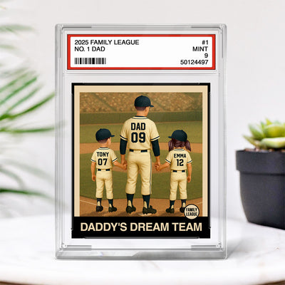 Baseball No. 1 Dad Grandpa Man & Kids Trading Card Style - Personalized Acrylic Block Plaque