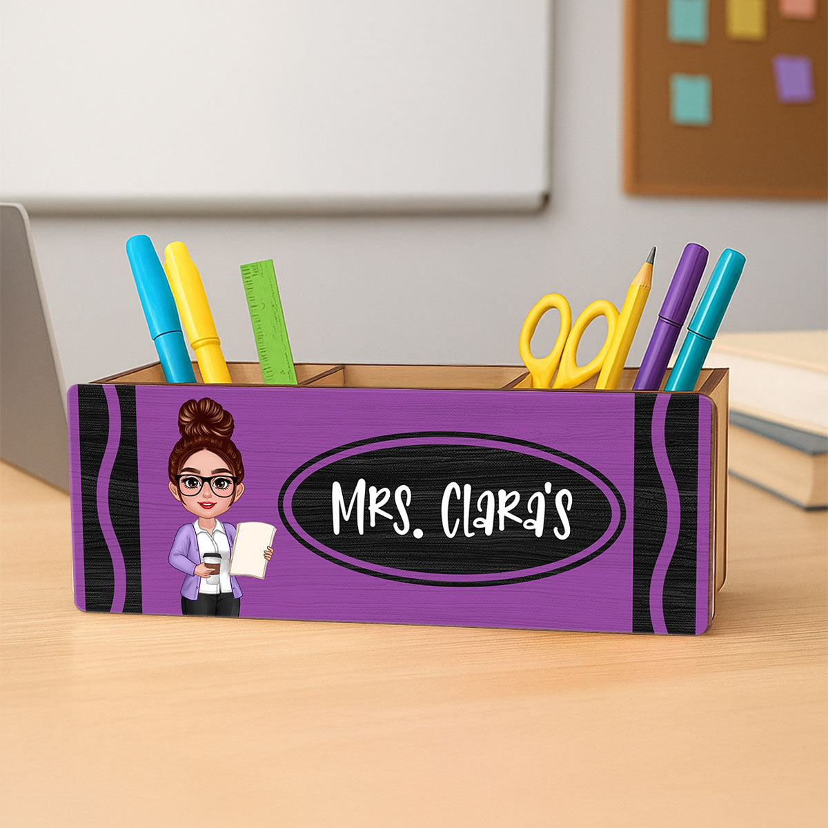 Teacher Crayon Personalized Pencil Holder
