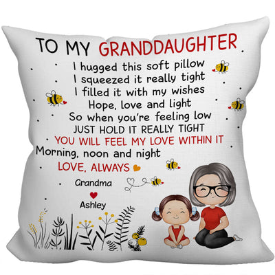 To Granddaughter Grandson From Grandma Doll Watercolor Style Personalized Pillow
