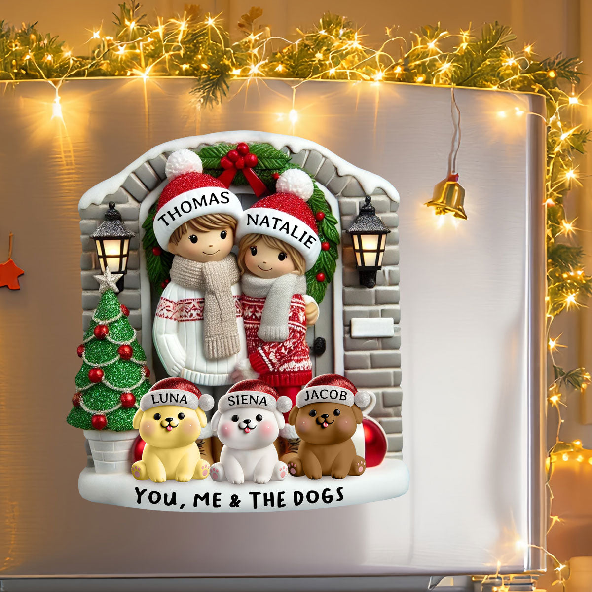 Personalized Farmhouse Couple Christmas Decal with Optional Pet Dog Cat, Christmas Gift for Him, Gift for Her