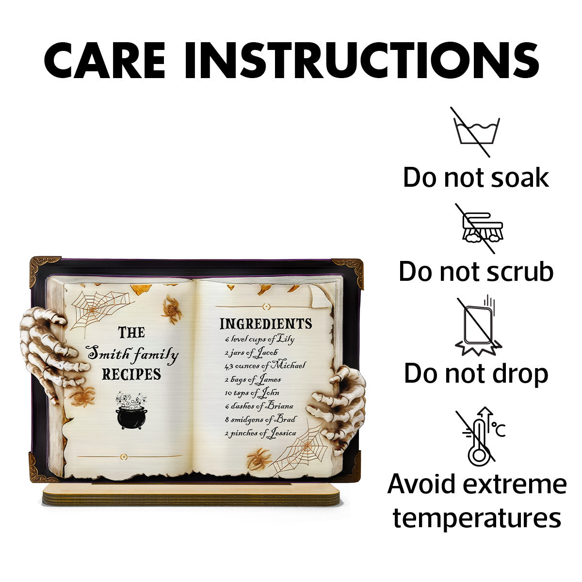 Family Spooktacular Spell Book Recipe Personalized 2-Layer Standing Wooden Plaque