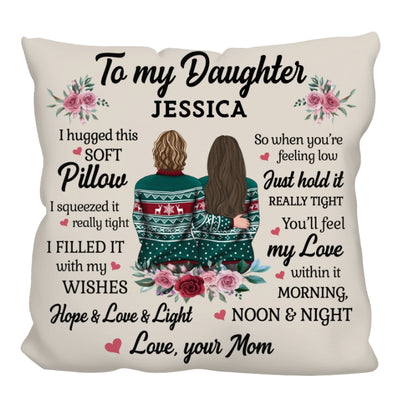 To My Daughter Flower Personalized Pillow (Insert Included)