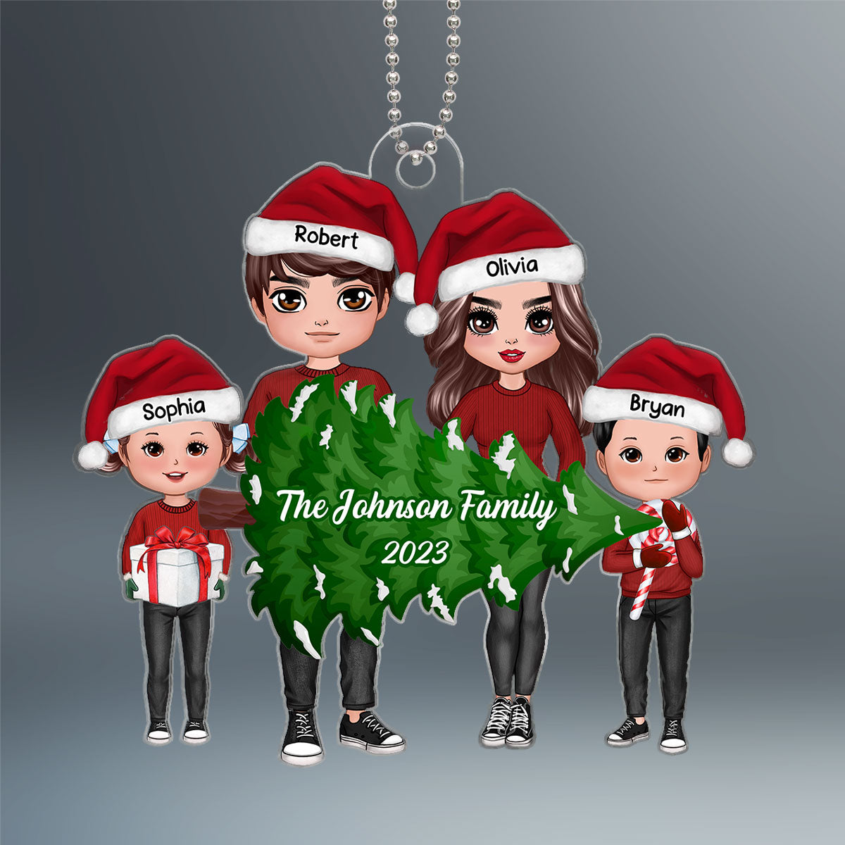 Family Decorating Tree Together Personalized Acrylic Ornament