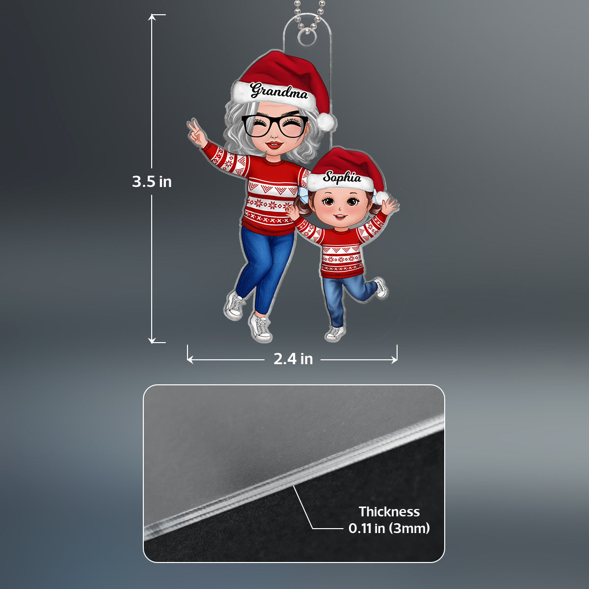 Happy Doll Grandma & Grandkid Christmas Gift For Granddaughter Grandson Personalized Acrylic Ornament