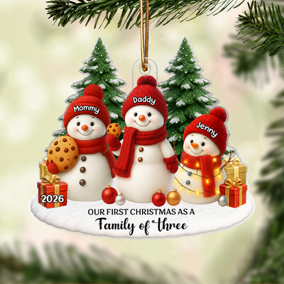 Our First Christmas As a Family of Three Four - Personalized Acrylic Ornament - Christmas Gift for New Parents