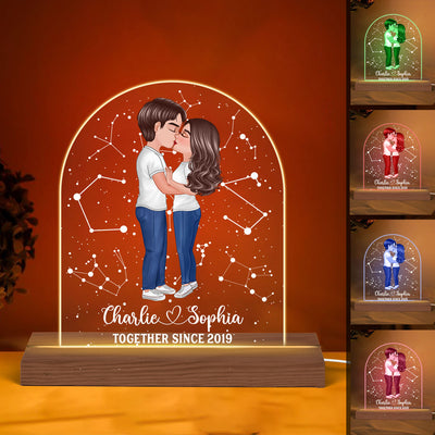 Couple Kissing Under Star Sky Gift For Couples Personalized Acrylic LED Night Light