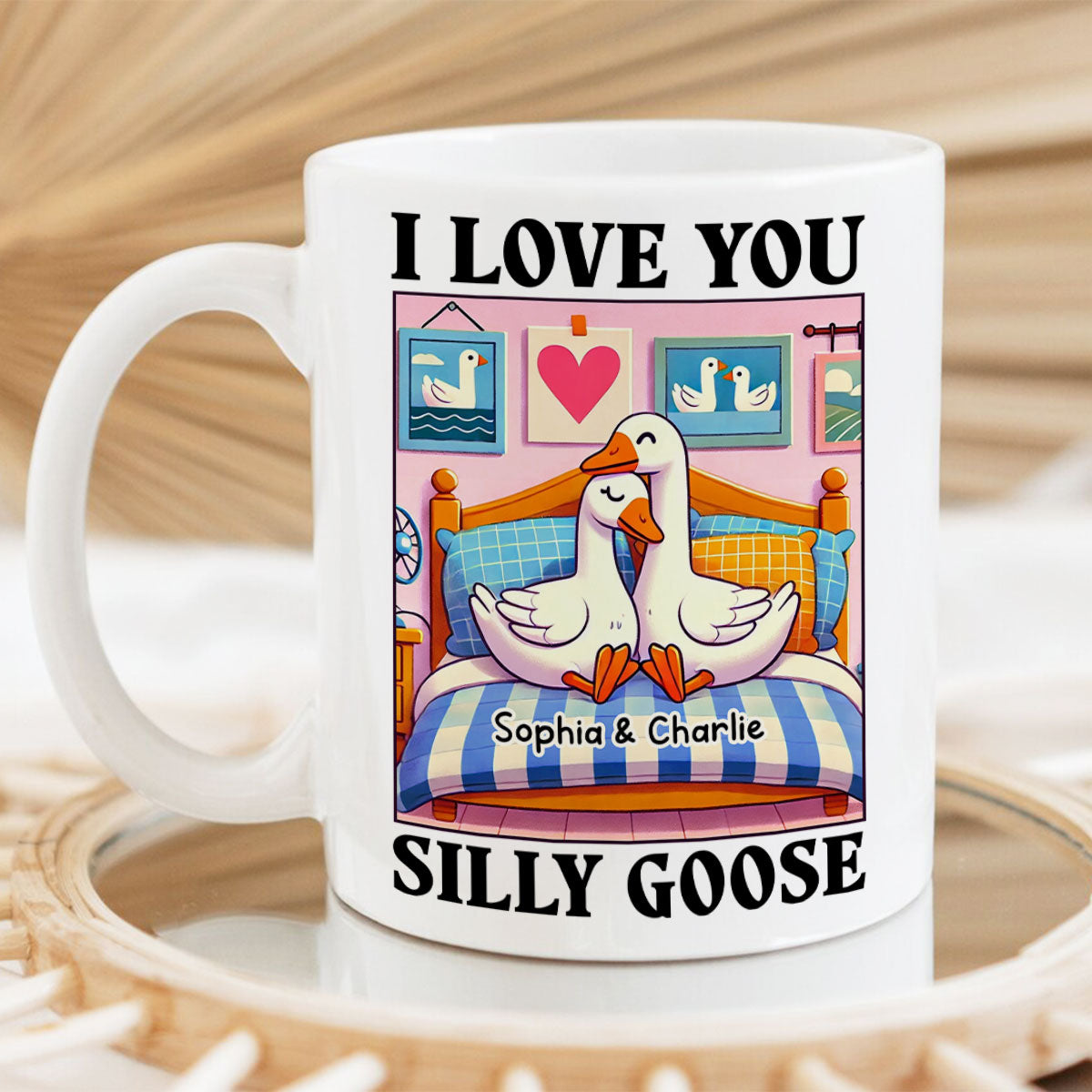 I Love You Silly Goose Cute Romantic  Gift Mug, Cute Ducks Personalized Mug, Girlfriend Boyfriend Gift