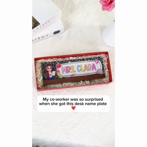 Teacher Composition Book Pattern Personalized Acrylic Desk Name Plate, Back To School Gift