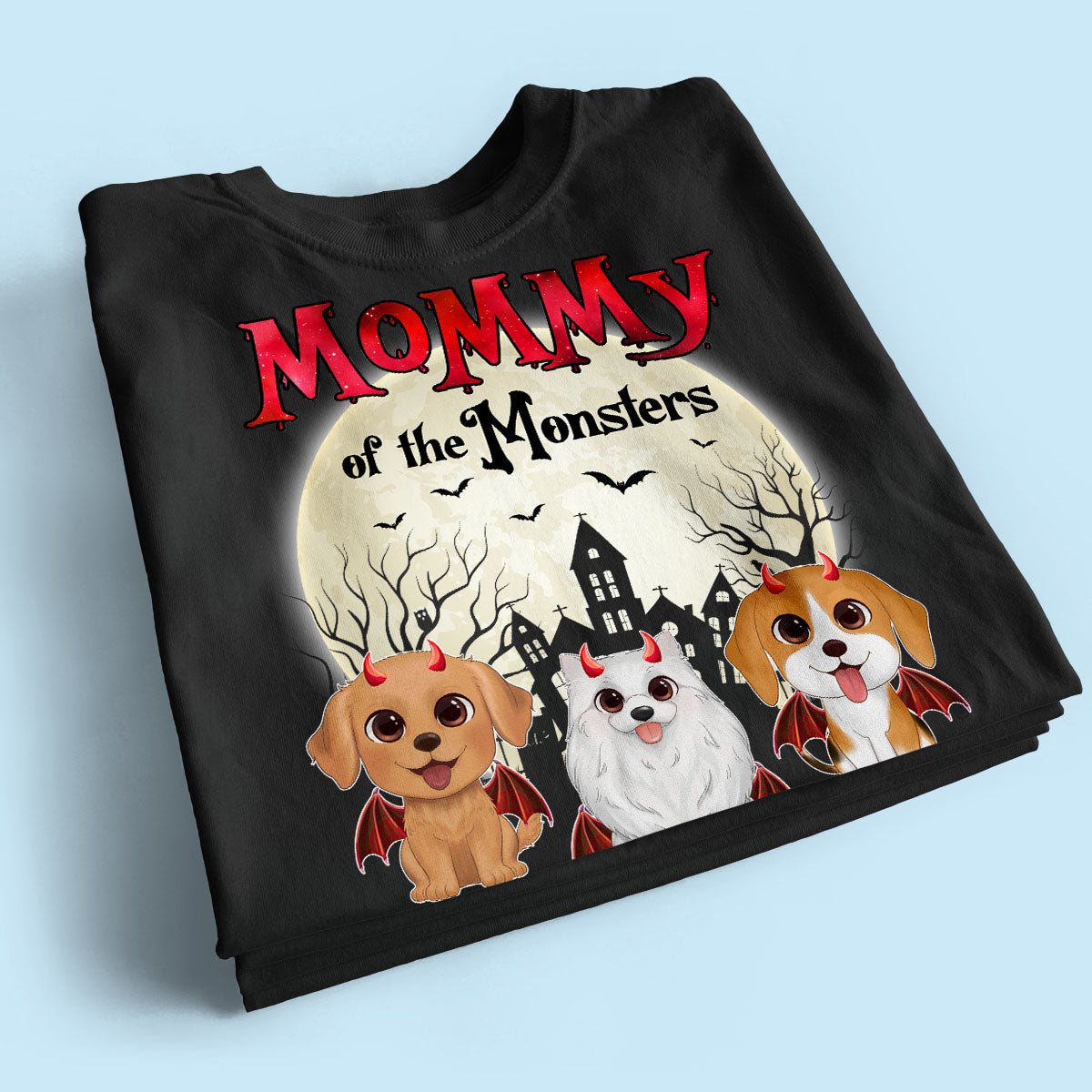 Mommy Of The Monsters Halloween Watercolor Cute Dogs Cats - Personalized Shirt