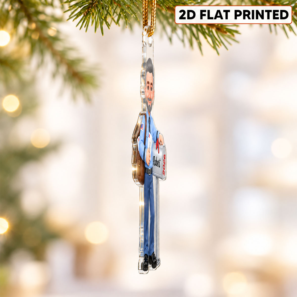 Mail Carrier Custom Name & Year - Personalized Acrylic Ornament - Mailman Gift, Christmas Gift for Mail Carrier, Postman & Retired Postal Worker.