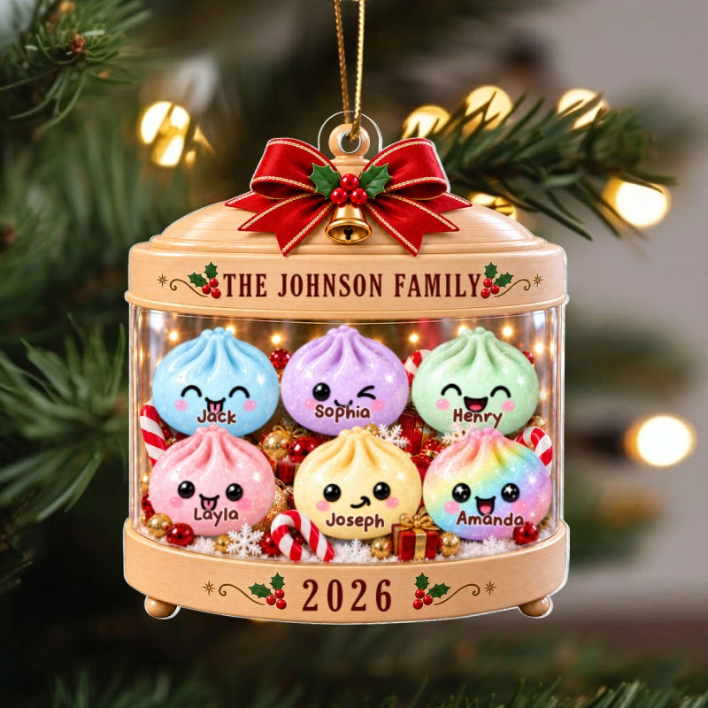 Cute Dumpling Family 2D Flat – Personalized Acrylic Ornament – Squishy Lover Christmas Keepsake 2026