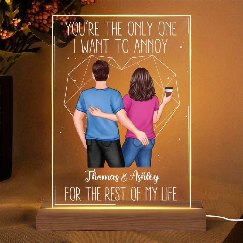 Back View Couple Touching The Only One Valentine‘s Day Anniversary Gift Personalized Rectangle Acrylic Plaque LED Lamp Night Light