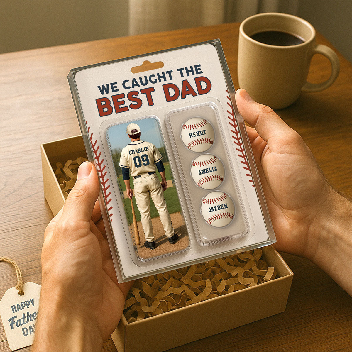 We Caught The Best Dad Grandpa Baseball Lover Realistic Figure Style Personalized Acrylic Block Plaque