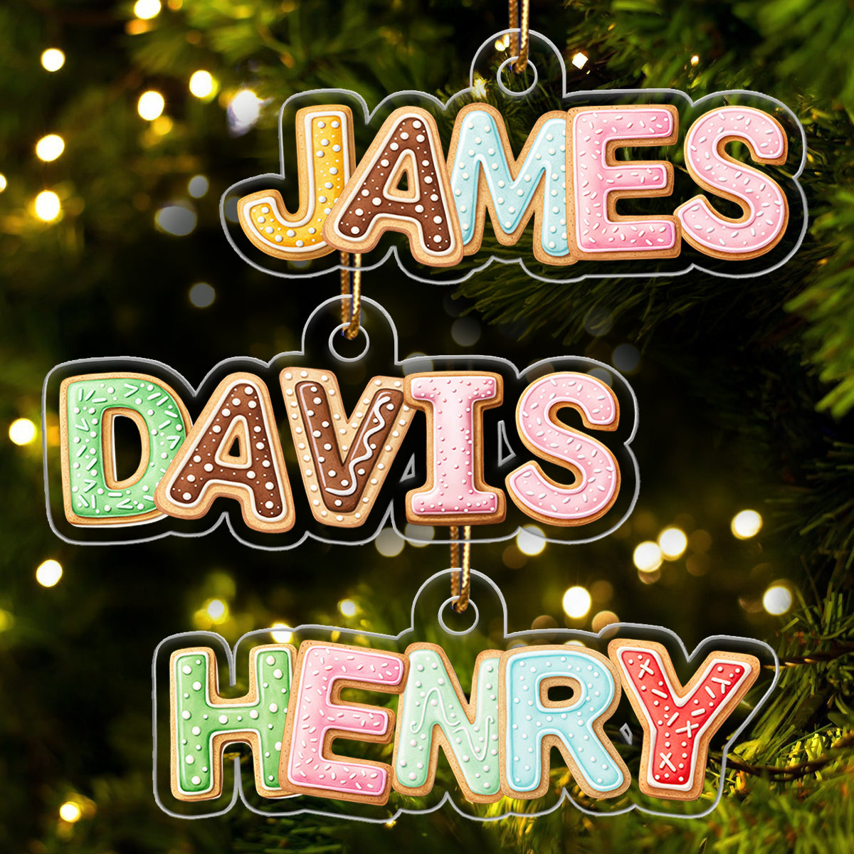 Custom Family Name Cookies Alphabet - Personalized Acrylic Ornament - Unique Christmas Gift For Family