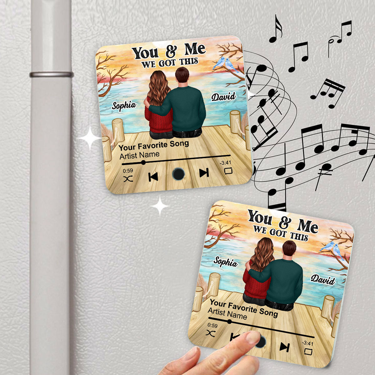 Couple Sitting Together Personalized Music Fridge Magnet, Heartfelt 2025  Gift For Couple, For Him, For Her, Boyfriend, Girlfriend, Husband, Wife