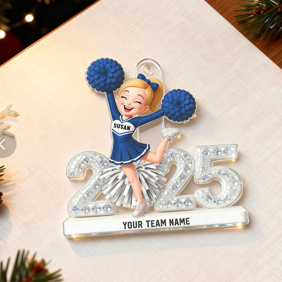3D Shining Effect Cheerleader - Personalized Acrylic Car Hanger - Gift For Cheerleaders