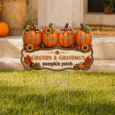 Cozy Fall Vibe Grandpa Grandma's Pumpkin Patch - Personalized Corrugated Plastic Yard Sign - Fall Decor For Grandparents