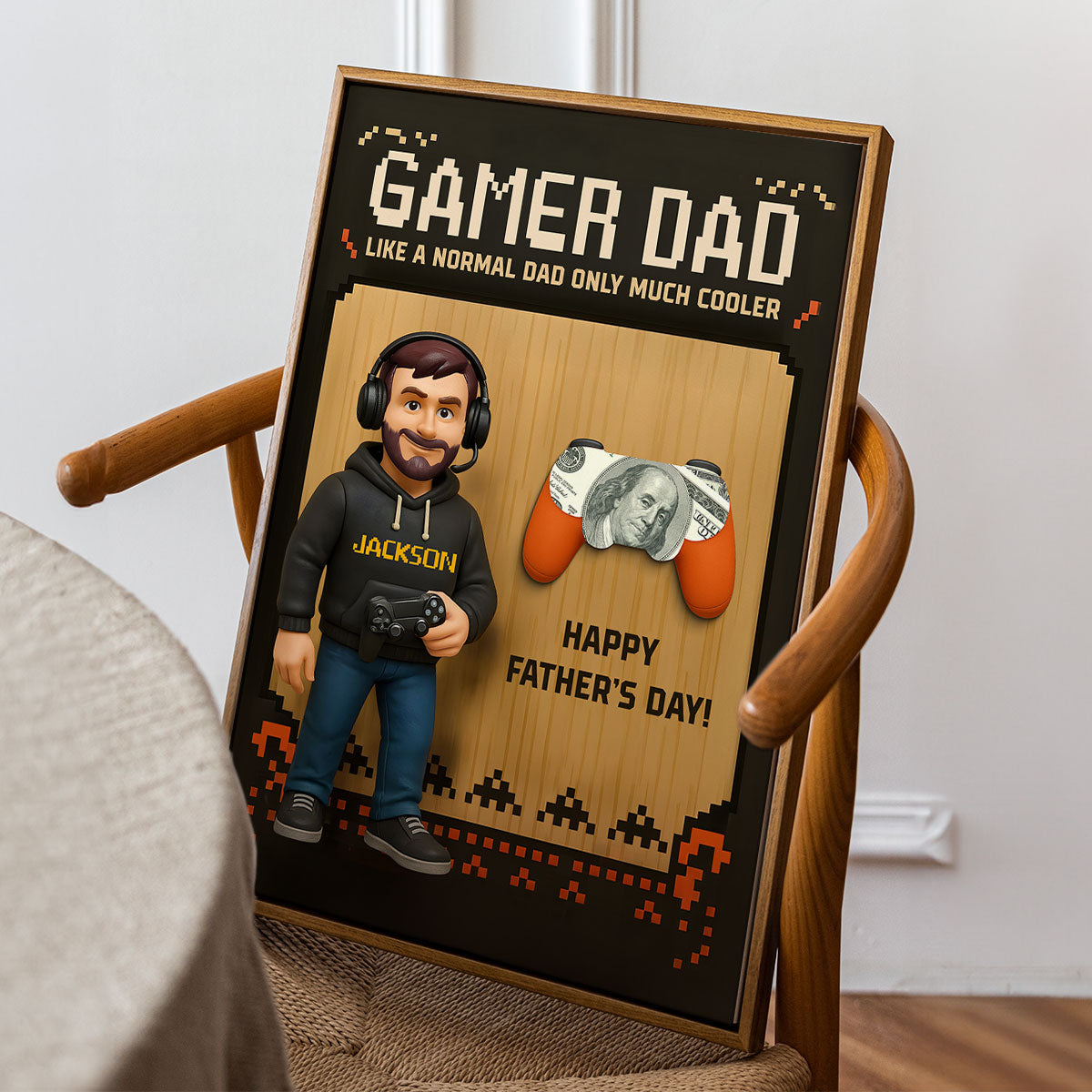 Gamer Dad Cooler Happy Father's Day Money Gift Personalized Poster, Gift for Dad, Gift for Husband