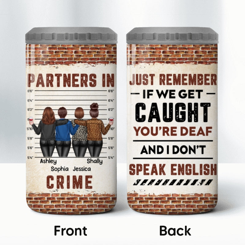 Best Friends Back View Brick Background Personalized 4 In 1 Can Cooler