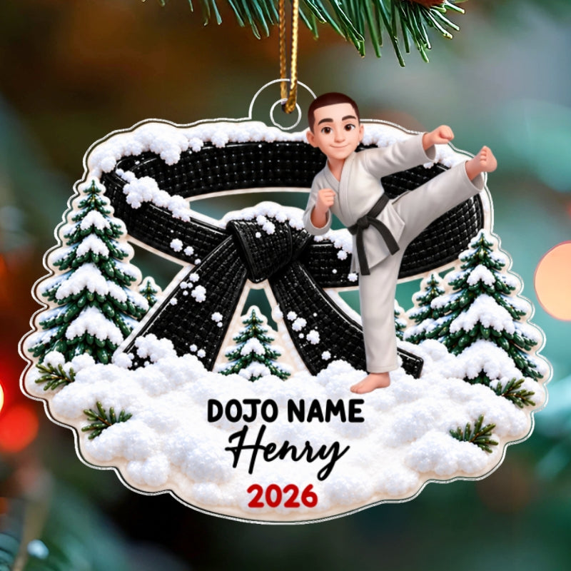 Karate Design For Boy Girl - Personalized Acrylic Ornament - Christmas Gift For Karateka Grandkids