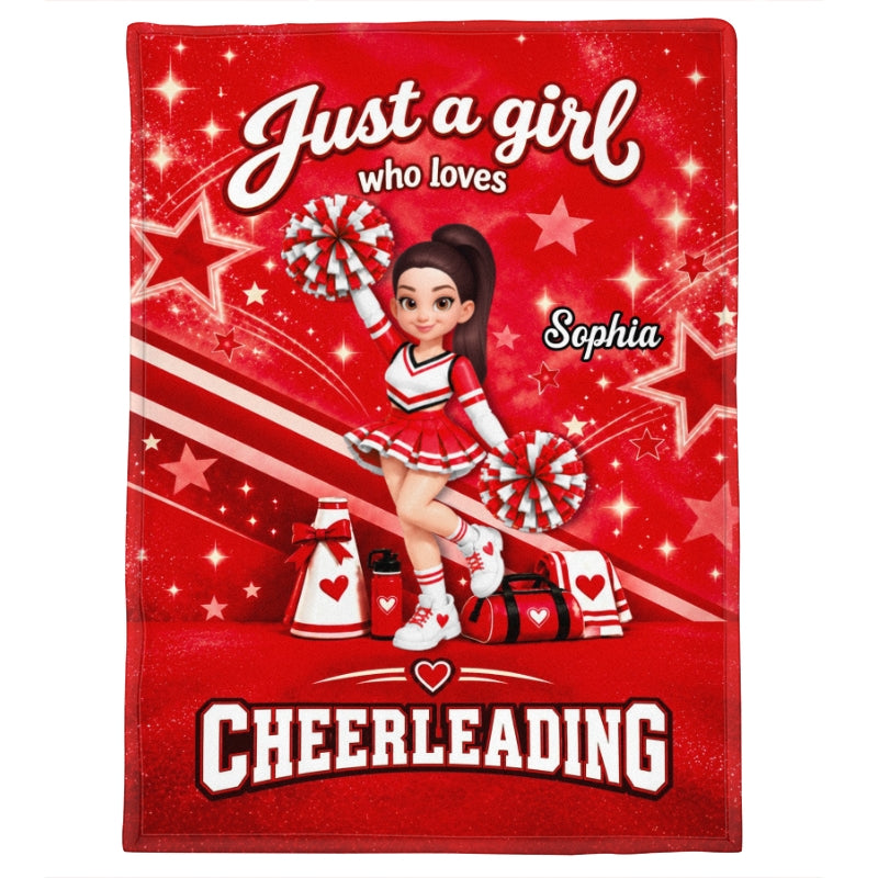 Just A Girl Who Loves Cheerleading - Personalized Fleece Blanket - Christmas Gift For Cheerleaders, Daughter, Granddaughter