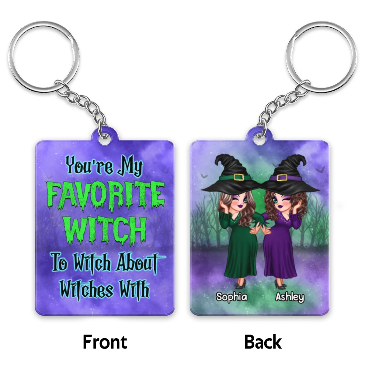 Halloween Sassy Besties Gift For Best Friends Personalized Acrylic Keychain