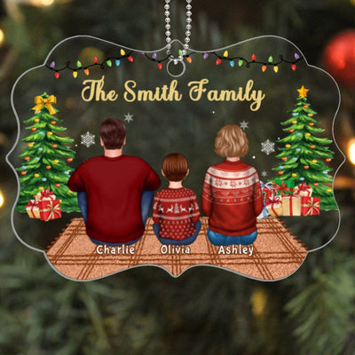 Family Dad Mom Kids Dogs Cats In House Christmas Personalized Acrylic Ornament