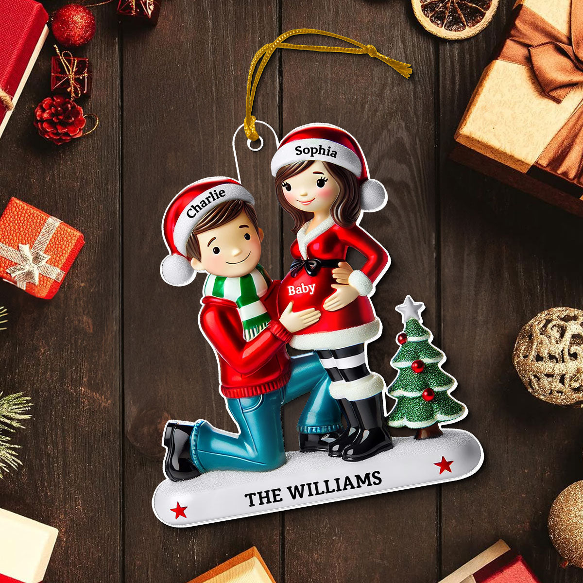 Pregnancy Ornament, Personalized We're Expecting Parents, Pregnant Christmas Ornament, Mom and Dad to Be Gift