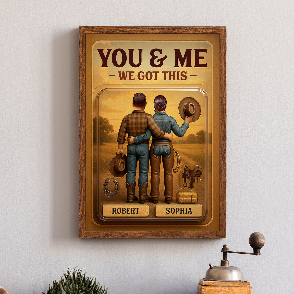 God Blessed The Broken Road 3D Effect Custom Figure Country Vibe Couple Personalized Poster