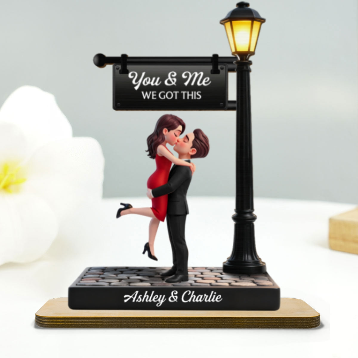 Timeless Love Under The Light - Personalized 2-Layered Wooden Plaque - Heartfelt Anniversary Gift, Wedding Gift For Couple, Custom Date Gift for Mom & Her, Unique Mother’s Day, Anniversary or Birthday Keepsake