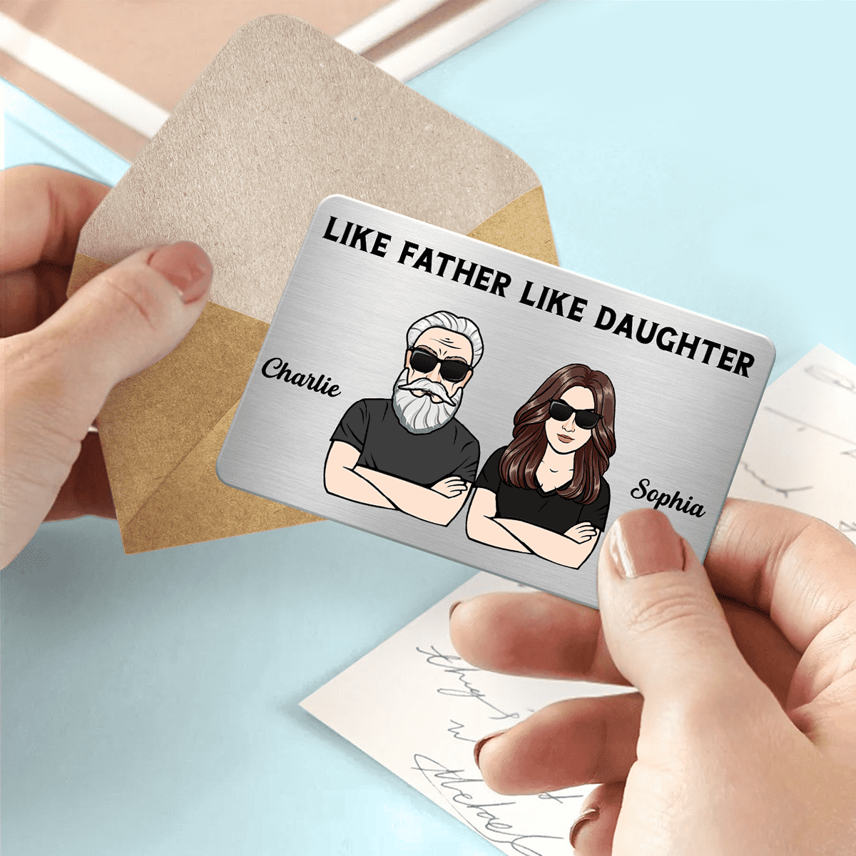 Like Father Like Sons Daughters Personalized Metal Wallet Card