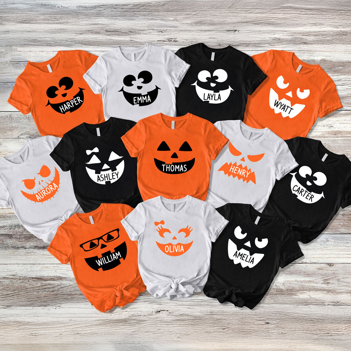 Pumpkin Face Halloween Party Group Costume Personalized Group Matching Shirt For Family, Colleagues, Friends