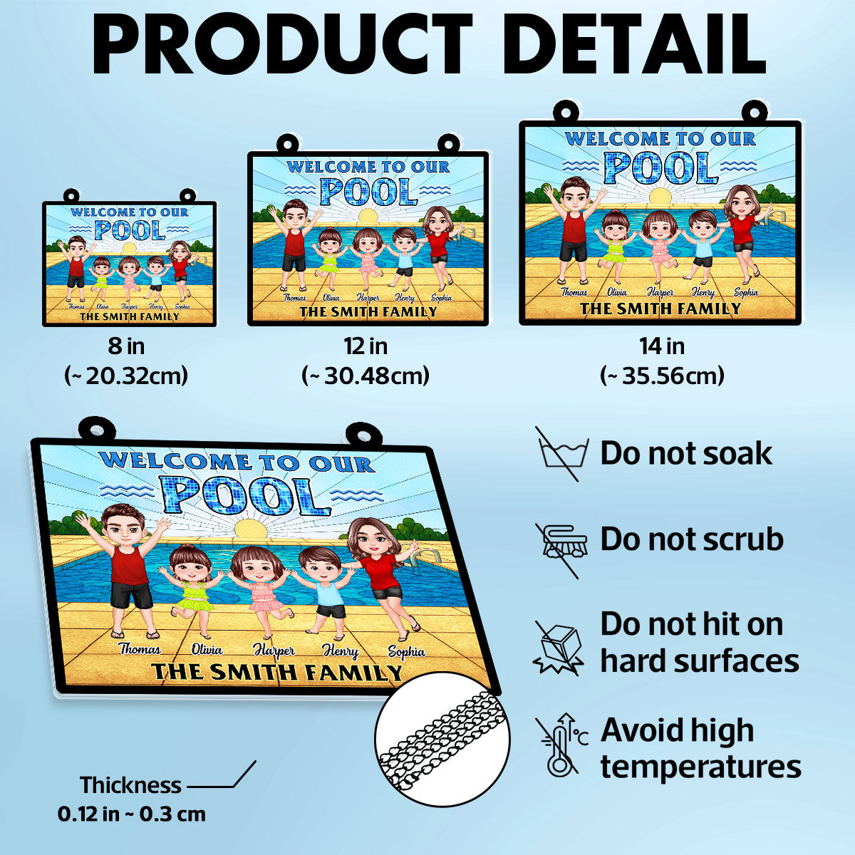 Summer Welcome To Our Family Pool Personalized Suncatcher