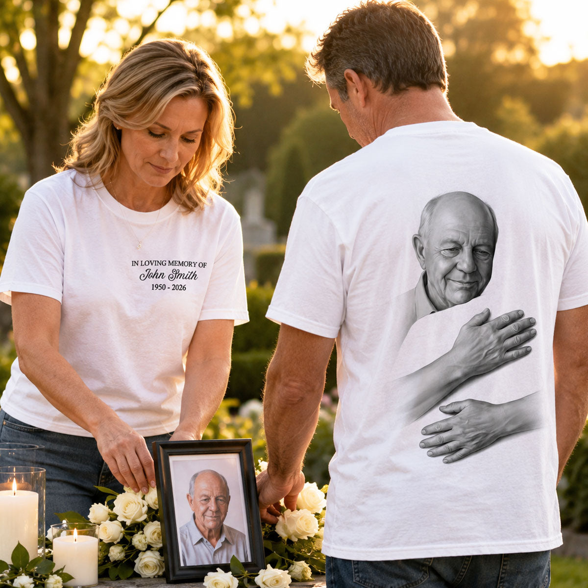 A Hug to Remember Custom Photo - Personalized Shirt - Memorial Gift, Sympathy Gift, Celebration of Life