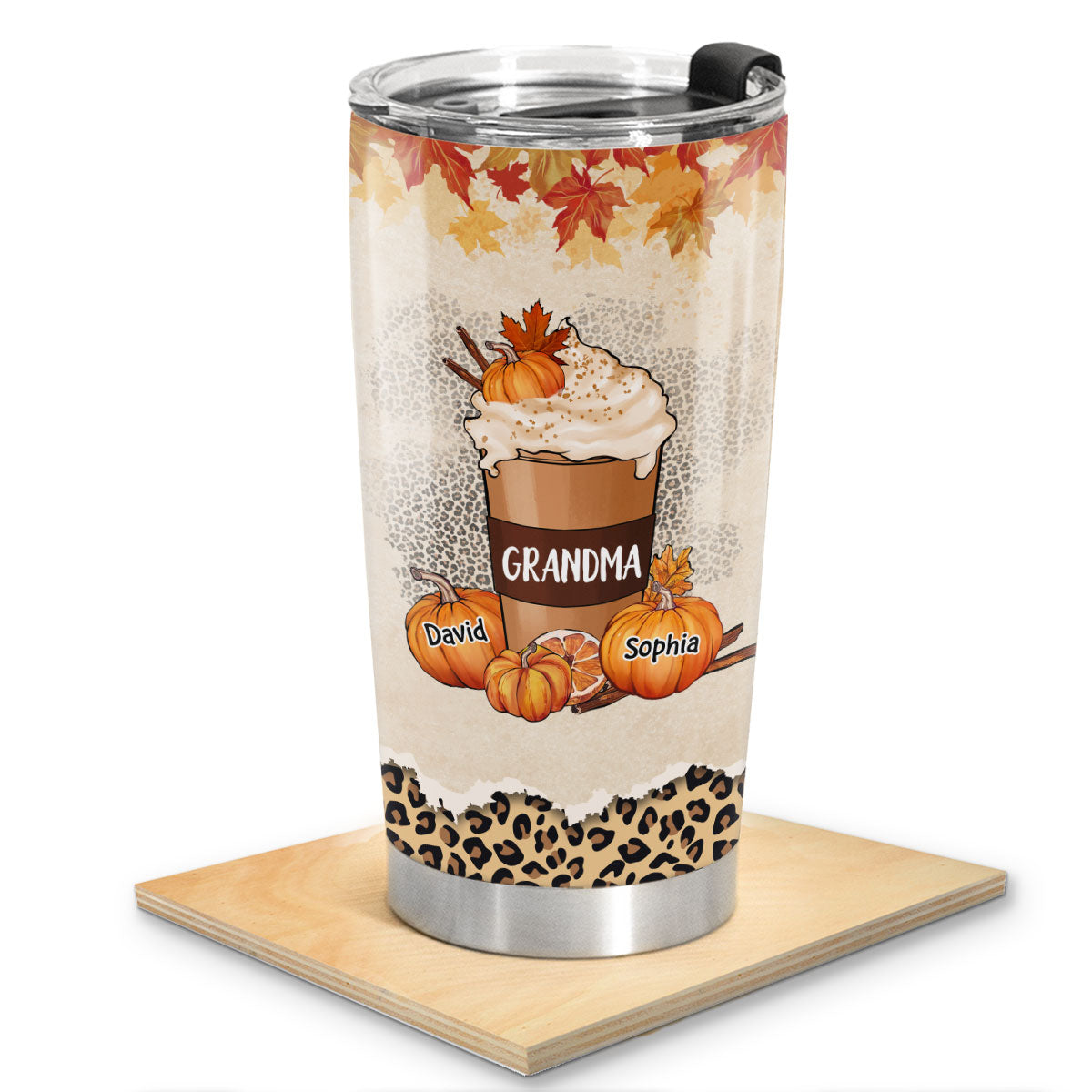 Grandma Pumpkin Spice Latte And Pumpkids Fall Season Personalized Tumbler