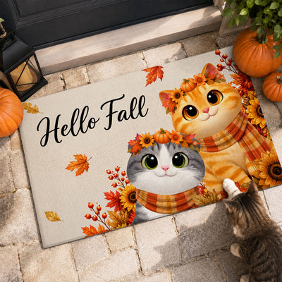 Cute Cats Welcome - Personalized Doormat - Cozy Fall Decor for Cat Lovers
