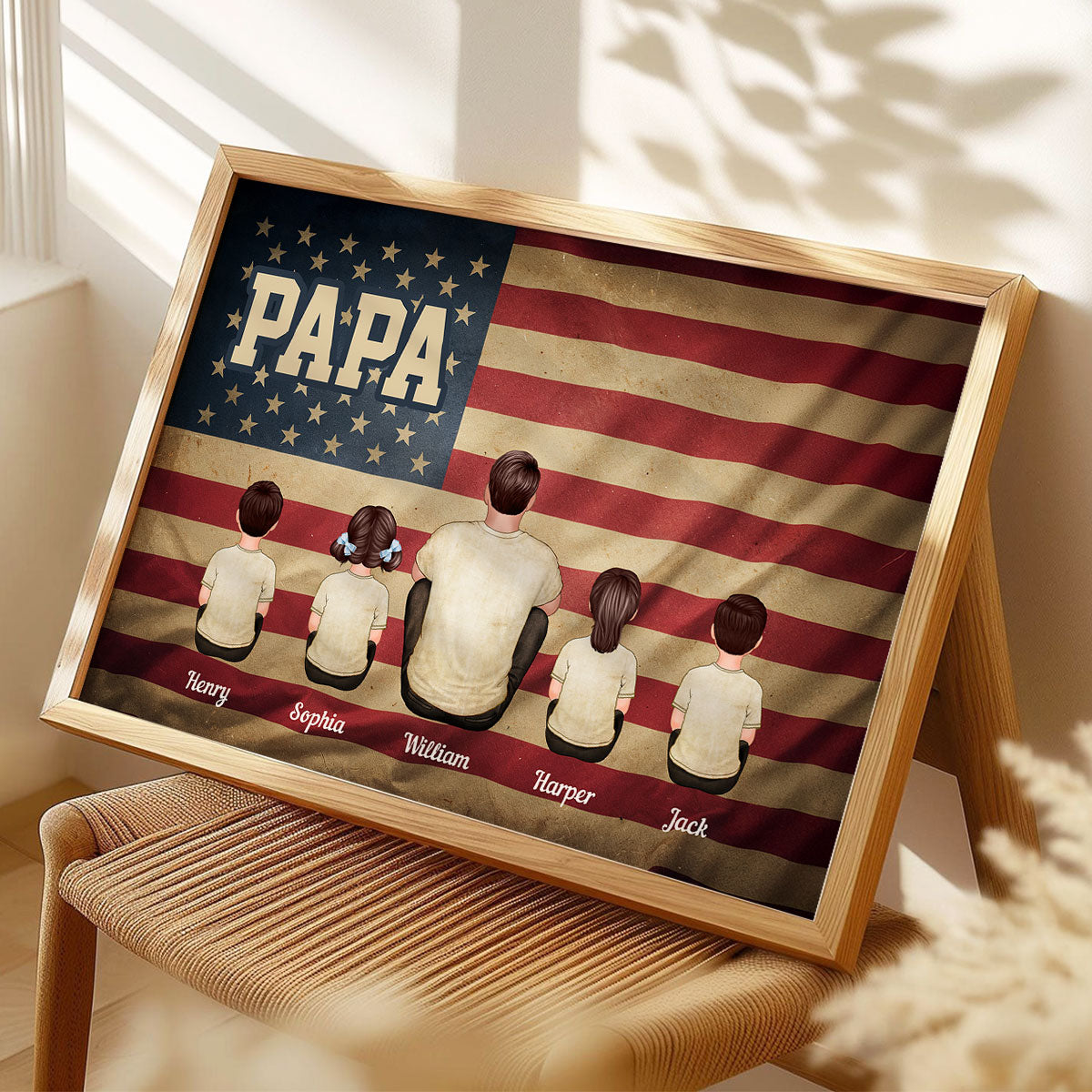 Vintage Retro Nation Flag Family Personalized Poster, Gift For Dad, Mom