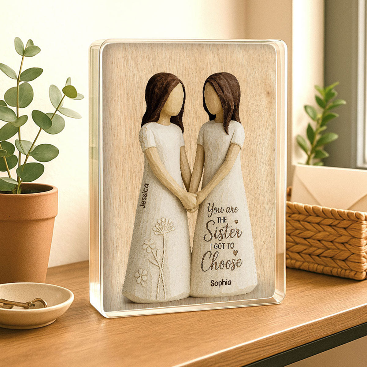 You Are The Sister I Got To Choose 3D Effect Personalized Acrylic Block Plaque Birthday Gift Friendship Gift for Besties, Best Friends