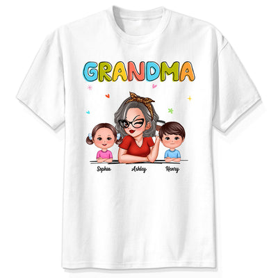 Colorful Beautiful Grandma With Grandkids Personalized Shirt