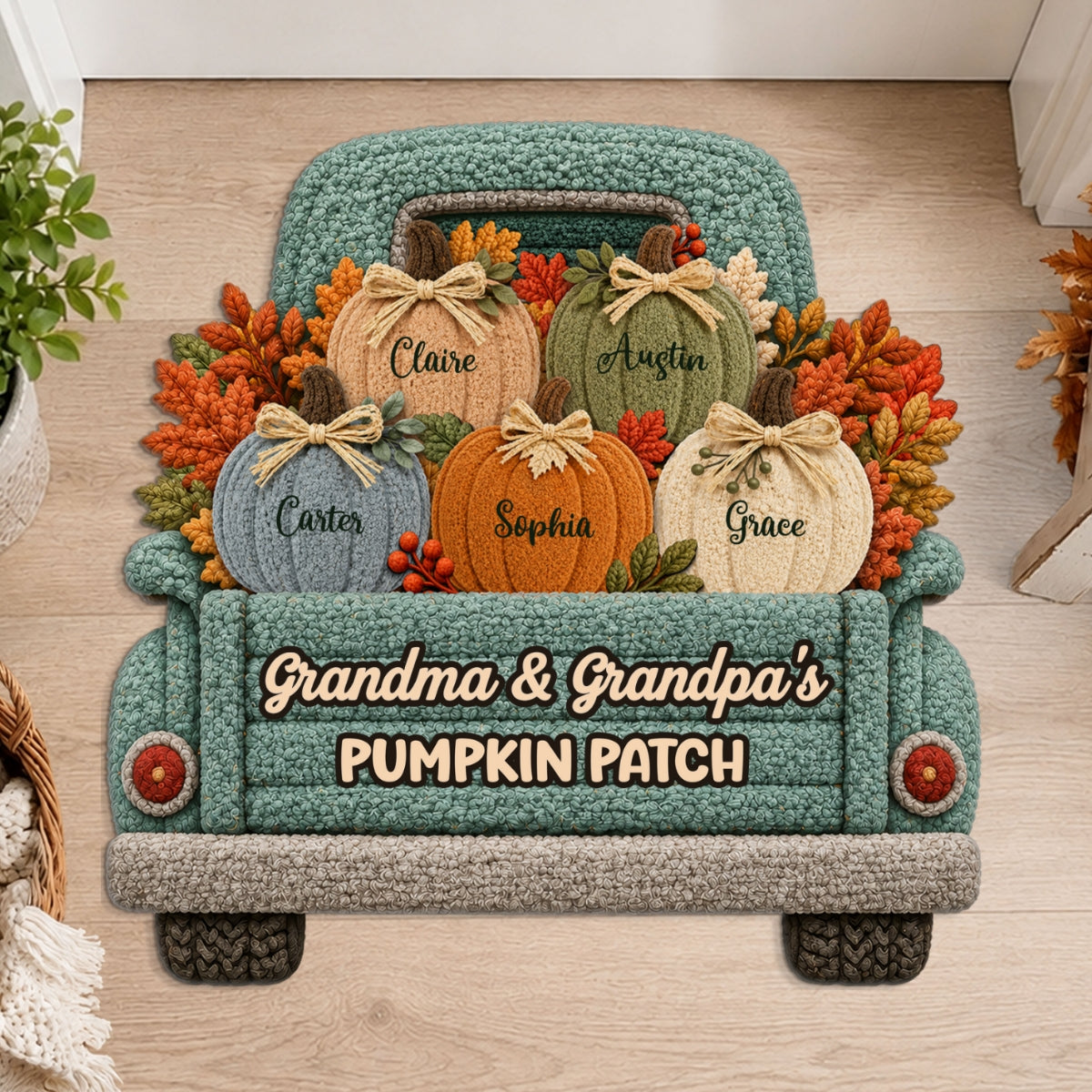 Grandma Grandpa's Pumpkin Patch Truck 2D Flat Printed - Personalized Doormat - Fall Season Decor For Grandparents