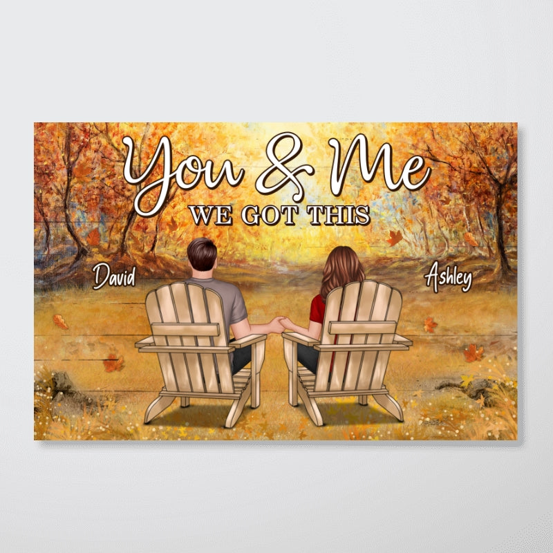 Fall Season Couple Back View Personalized Horizontal Poster