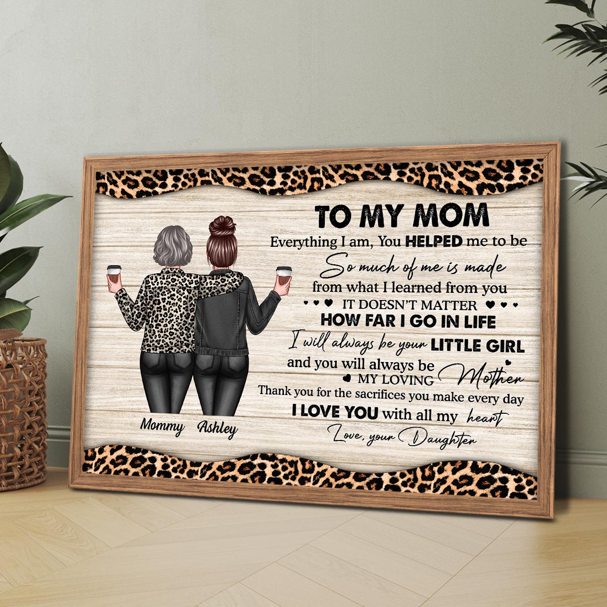 To My Mom Leopard Personalized Horizontal Poster