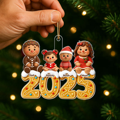 Gingerbread Family 2025 - Personalized Acrylic Ornament - Festive Christmas Decor