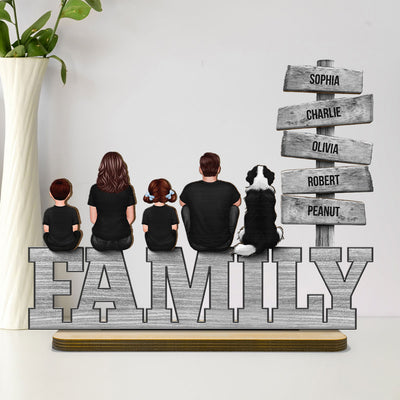 Family A Little Whole Lot of Love Sign Posts Personalized 2-Layer Standing Wooden Plaque, Home Decoration, Gift For Family